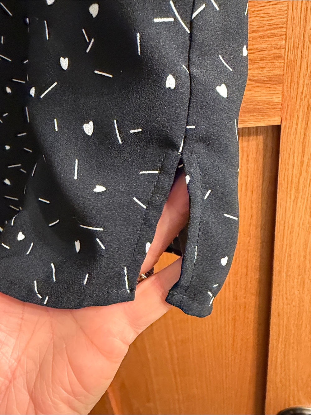 Hilary Radley Black Blouse with White Confetti Dots & hearts - Picture 5 of 7